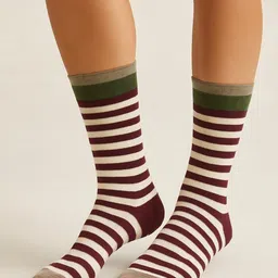 ZEVORA Men Striped Cotton Calf-Length Socks-picture-18