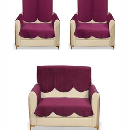 Fashion Throw Pink Checked Velvet Sofa Cover With Arms-image-79