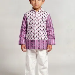 Sangria Boys Printed Pure Cotton Kurta-Pyjama With Jacket Set-picture-29