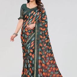 Moda Rapido Green Poly Georgette Embellished Sarees-picture-34