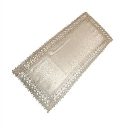 MONKDECOR Beige-Color Self Design Lace Border Center Table Runner image 2