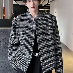 StyleCast x Revolte Men Checked Open Front Jacket-picture-21