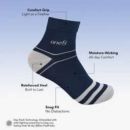 One8 Men Pack Of 3 Patterned Above Ankle Length Rapid-Dry Socks image 3