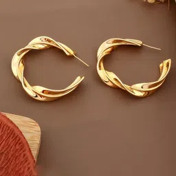 QUERALT Brass-Plated Quirky Half Hoop Earrings-picture-47