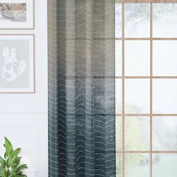 Story@home Navy Blue & Grey Striped Sheer Long Door Curtain-picture-2