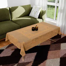 Kuber Industries Brown Floral Anti-Skid Cotton 4-Seater Table Cover-42