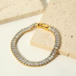 DressBerry Gold Plated American Diamond Link Bracelet-image-35
