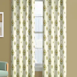 Steve & Anderson Bharat Motifs Cream & Mustard 2 Pieces Black Out Door Curtain (7 Feet)-16