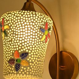 SOMIL Multicoloured Printed Glass Cylinder Shaped Wall Lamp-18