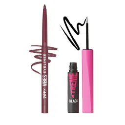 GLAM21 Set Of 2 Peppy Vibes Matte Eyeliner- Raisin & Non-Clumping Mascara - 10 ml- Black-81