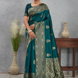 BerMondsey Ethnic Motifs Woven Design Zari Banarasi Saree-picture-35