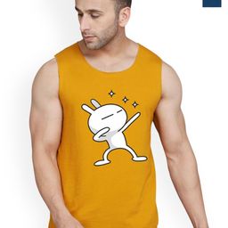 SLOWLORIS Pack Of 2 Printed Sleeveless Bio-Wash Combed Cotton Gym Vests-picture-36