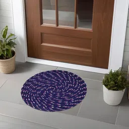 Kuber Industries Blue & White 3 Pieces Textured Cotton Anti-Slip Doormats-image-37