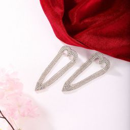StyleCast Silver-Plated Rhinestone Studded Tasselled Contemporary Drop Earrings-picture-8