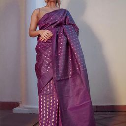 CaniBani Magenta Silk Blend Banarasi Sarees-picture-33