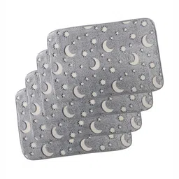 Aura 4-pcs Grey & White Printed Anti-Skid Bath Rugs-6