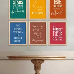 WALLLANE Multicoloured Modern Wall Art With Frames (Set of 6) image 4