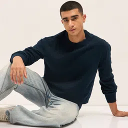 THE BEAR HOUSE Men's Pure Cotton Textured Knit Sweater-image-51