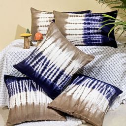ANWYN Blue & White Set of 5 Abstract Square Cushion Covers-10