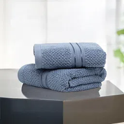 LANE LINEN Blue2 Pieces 575 GSM Pure Cotton Hand Towels-image-33