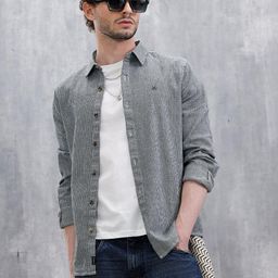 WROGN Striped Comfort Slim Fit Pure Cotton Casual Shirt-image-2