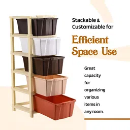 RUBOXA Brown Set of 1 Regular Drawer Organiser Organisers image 3