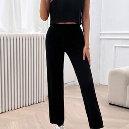 JC Mode Round- Neck Crop Top & Trousers Co-Ords-image-60