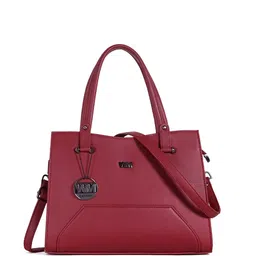 WOMEN MARKS Textured PU Structured Handheld Bag with Applique image 5