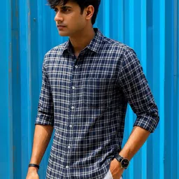 encore by INVICTUS Men Checked Spread Collar Cotton Casual Shirt-picture-29