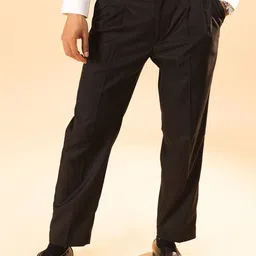 Hidden Loops Men Smart Loose Fit Pleated Trousers-image-76