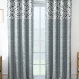 Story@home Grey & White 2 Pieces Geometric Printed Room Darkening Long Door Curtain-picture-25