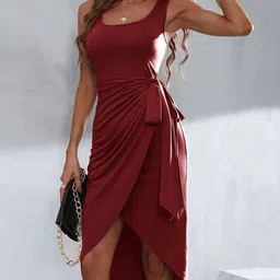 StyleCast Solid Wrap Party Dress-picture-9