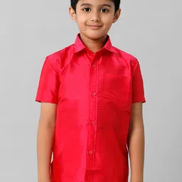 Ramraj Boys Cutaway Collar Solid Silk Casual Shirt-image-20