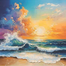 Viventiq Sea Sunrise Painting for Home Without Frame-image-74