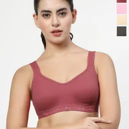 LILYWomen Pack of 4Non Padded Full Coverage Workout Bra-picture-44