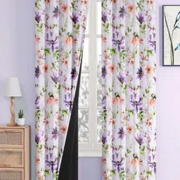 Cloth Fusion White & Purple Set of 2 Floral Room Darkening Window-image-21