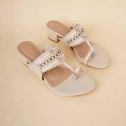 Anouk Women Textured Block Sandals with Laser Cuts-image-22