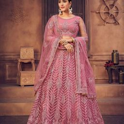 KALINI Embroidered Thread Work Semi-Stitched Lehenga & Unstitched Blouse With Dupatta-picture-1
