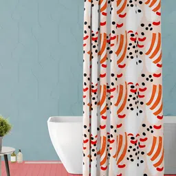 ArtzFolio Orange and White Printed Waterproof Shower Curtain-image-45