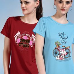 Metronaut Women 2 Printed Bio Finish Applique T-shirt-picture-3