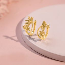 Mia by Tanishq Daisy Magic Hoop Earrings-image-56