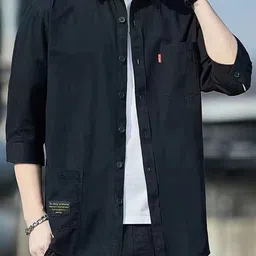 StyleCast Men Spread Collar Tartan Solid Cotton Casual Shirt-image-26