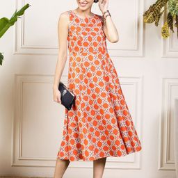 Sera Floral Colourblocked A-Line Midi Dress-picture-44