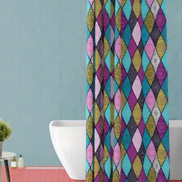 ArtzFolio Blue and Purple Geometric Printed Waterproof Shower Curtain-image-82