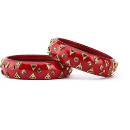 SAVORADE Set Of 2 Red Glass Bangle-picture-4