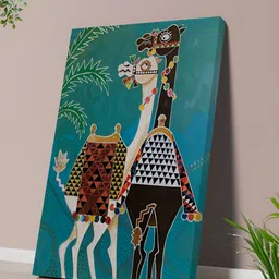 SAF Blue & White Decorative Camel Design Canvas Birds and Animals Wall Painting-image-6