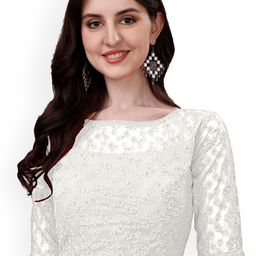 HERE&NOW Embroidered Round Neck Readymade Saree Blouse-54