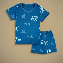 BURBN Unisex Kids Printed T-shirt & Shorts Set-image-36