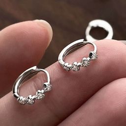 StyleCast Elegant Silver Contemporary Hoops Earrings-image-2