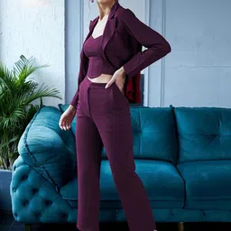 SRUTVA FASHION V Neck Top Blazer & Trousers Co-Ords Set-picture-57